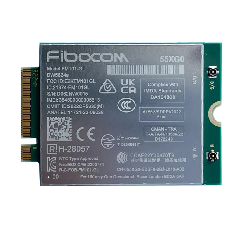 Fibocom FM101-GL Let Cat6 M.2 Module Dw5824e Wwan-Kaart Voor Dell 7330 7430 7530 7410 Laptop