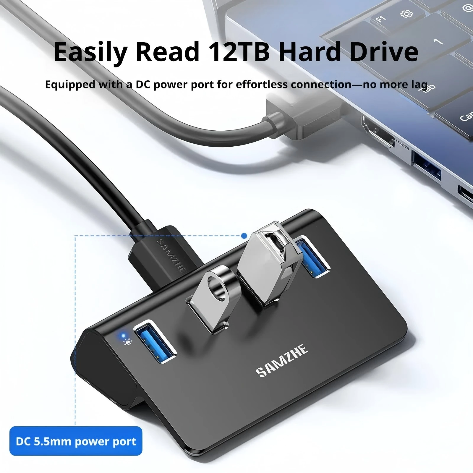SAMZHE USB Hub 4 Ports Multiple USB3.0 Splitter Dock Station USB3.0 5Gbps High Speed Transmission Aluminum Alloy HUB For Laptop