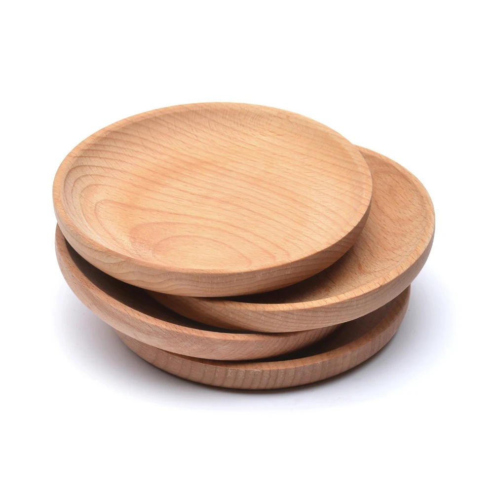 Wood Serving Plate Wooden Round Serving Tray Eco-friendly Reusable Snack Plate for Appetizers Cheese Sushi