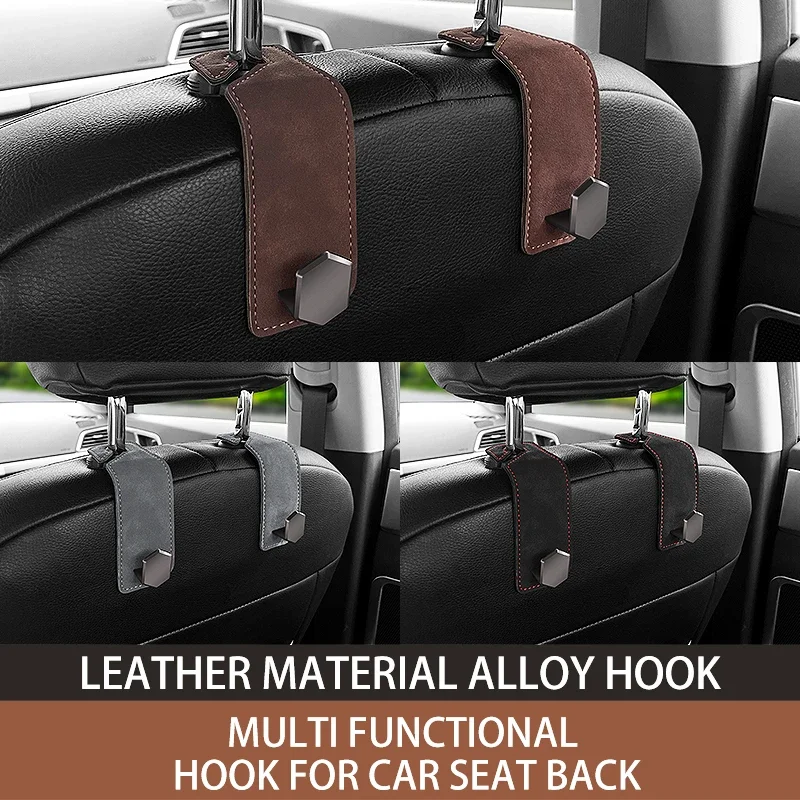 Car Rear Seat Hanging Hook  Car Interior Organizer Hook Accessories Suede Premium Hanger Universal Headrest Double Hooks