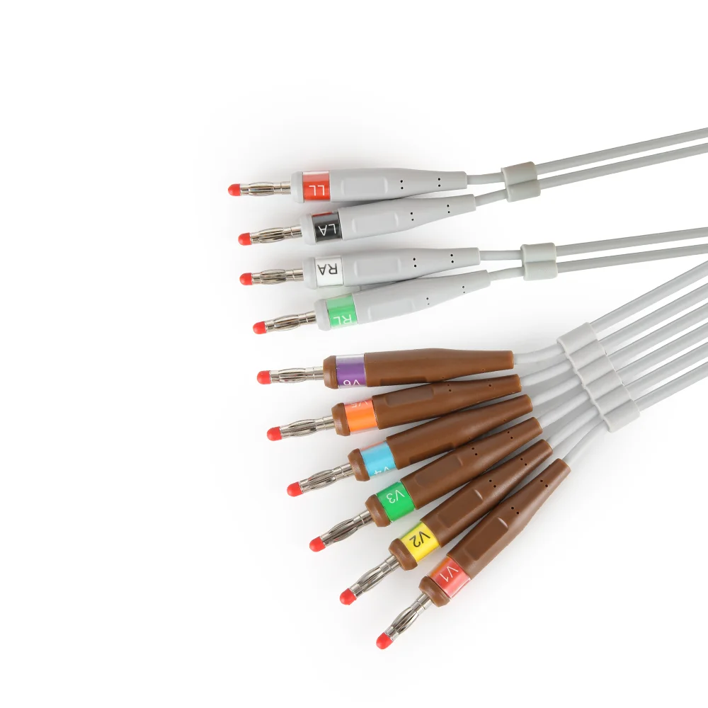 Compatible with Edan SE-601B 10 Leads Direct-Connect EKG Cables ST-1212 AHA Standard with Banana 4.0mm Connector