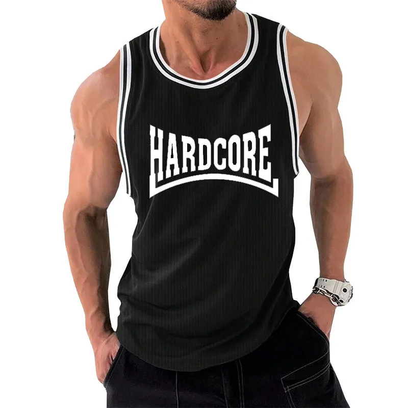 New fitness vest casual sports muscle men's T shirt Hardcore Ma1 Bomber Print fashion men's sleeveless shirt fitness Tank top