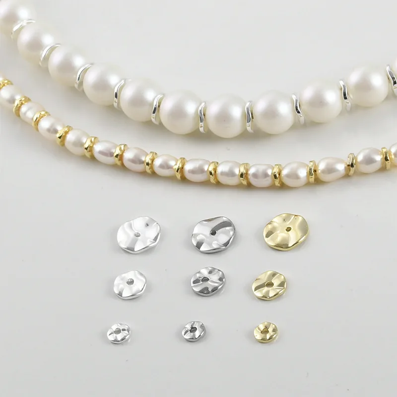 14k Gold Thick Silver Color Concave and Convex Wave Medium Disc Bead Spacer DIY Handmade Beaded Bracelet Necklace Accessories
