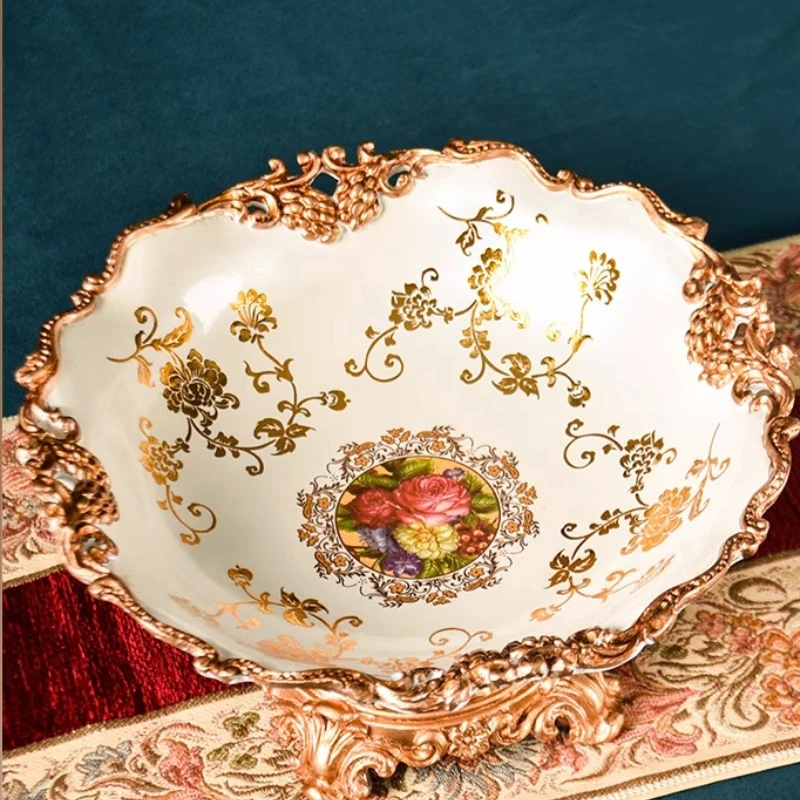 Nordic Pearl White Craft Retro Fruit Tray Home Creative Decor Luxury Resin Centerpiece Bowl Vintage Style Decorative Display