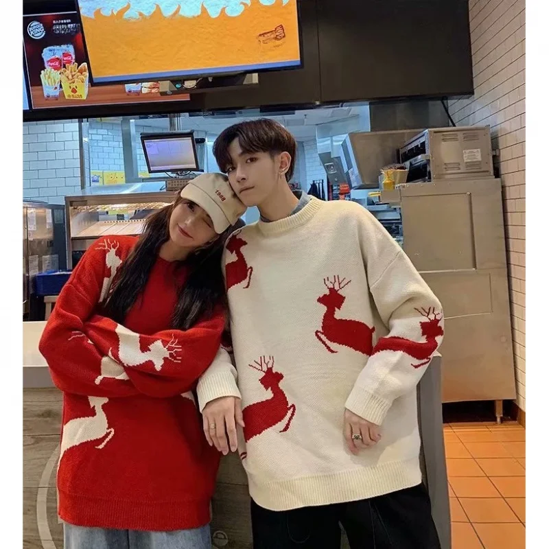 

Свободный крой Long Sve round Ne Вязаный свитер с узором оленя Cisas Theme Повседневная одежда для мужчин Удобная дышащая осенняя одежда...