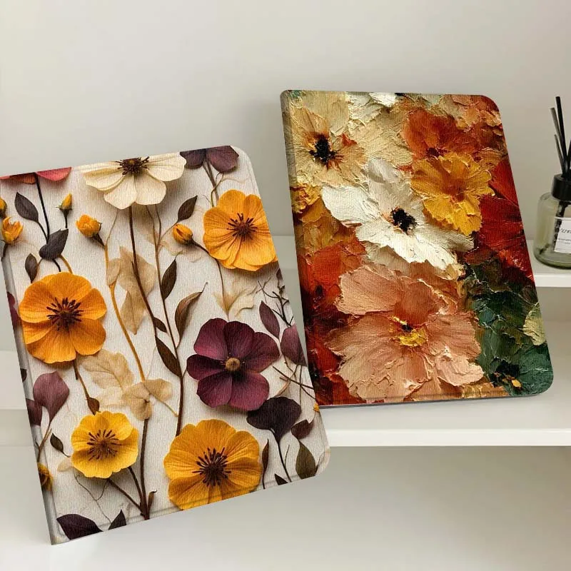 

Чехол для планшета Apple iPad Pro Air 13 2 7-го 6-го поколения 2025 M2 M3 M4 M5 12.9 13 дюймов, складной, с популярным дизайном «Цветы», подарок