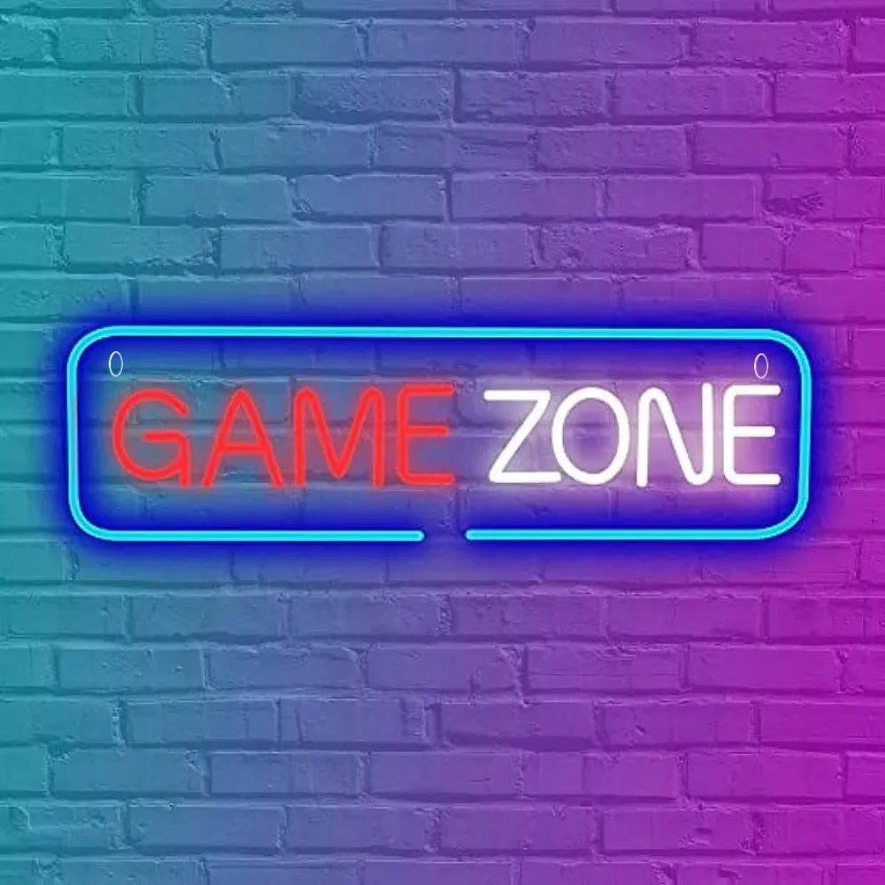 Game Zone Gamer LED Sign, USB Powered Gaming Zone LED Neon Sign for Wall Decor Game Room Decor Area Man Cave Pub, Gift for Boys