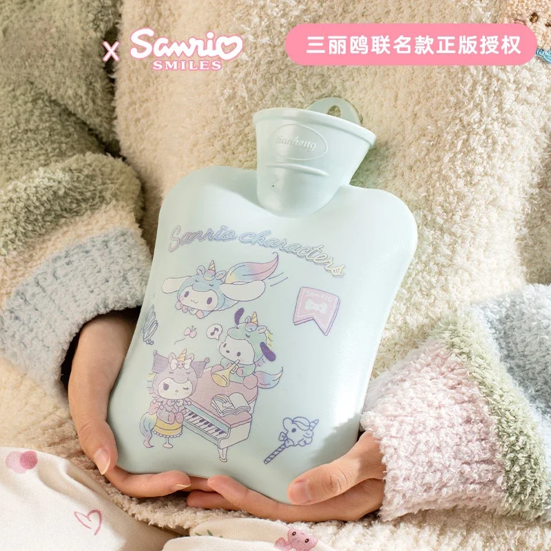 Sanrio garrafa de água quente cheia de água hello kitty pvc saco mais quente de mão 850ml bonito dos desenhos animados aquecedor de mão cheio de água presente kawaii