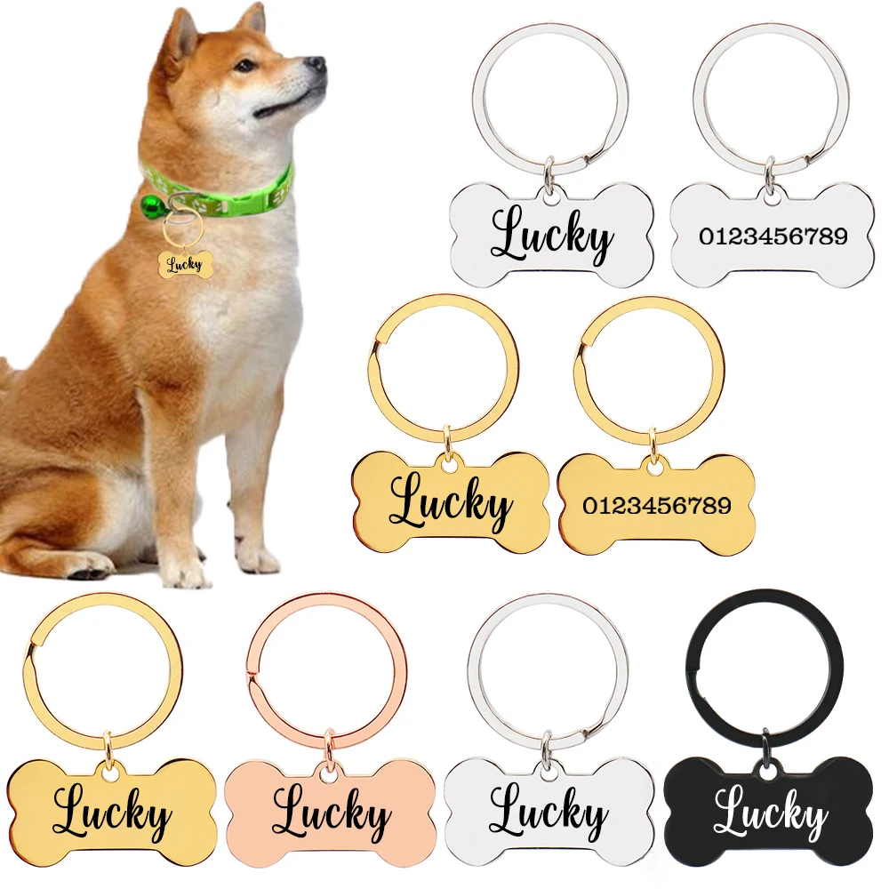 Double-side Customized Name Address Tags Pet Dog Tags Cat Collar Accessories Pet ID Dog Tags Collars Stainless Steel Cat Tag