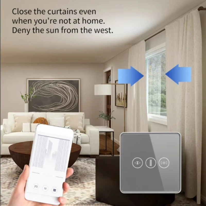Smart Home Tuya WiFi ZigBee Touch Panel Tempered Glass Aluminum Frame Smart Curtain Switch 1 Group and 2 Group