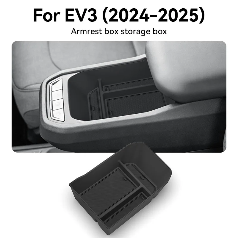 

For Kia EV3 2024-2026 Car Armrest Storage Box ABS Stowing Tidying Center Console Tray Accessories Black