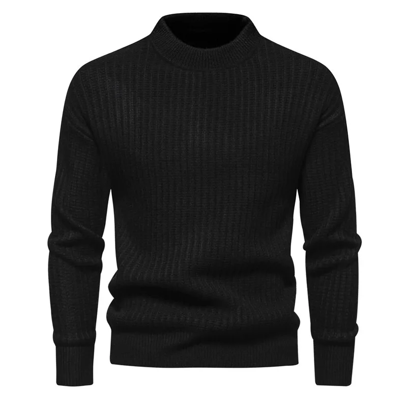 High Quality Autumn New Round Neck Striped Jacquard Design Soft Men's Long Sleeved Sweater