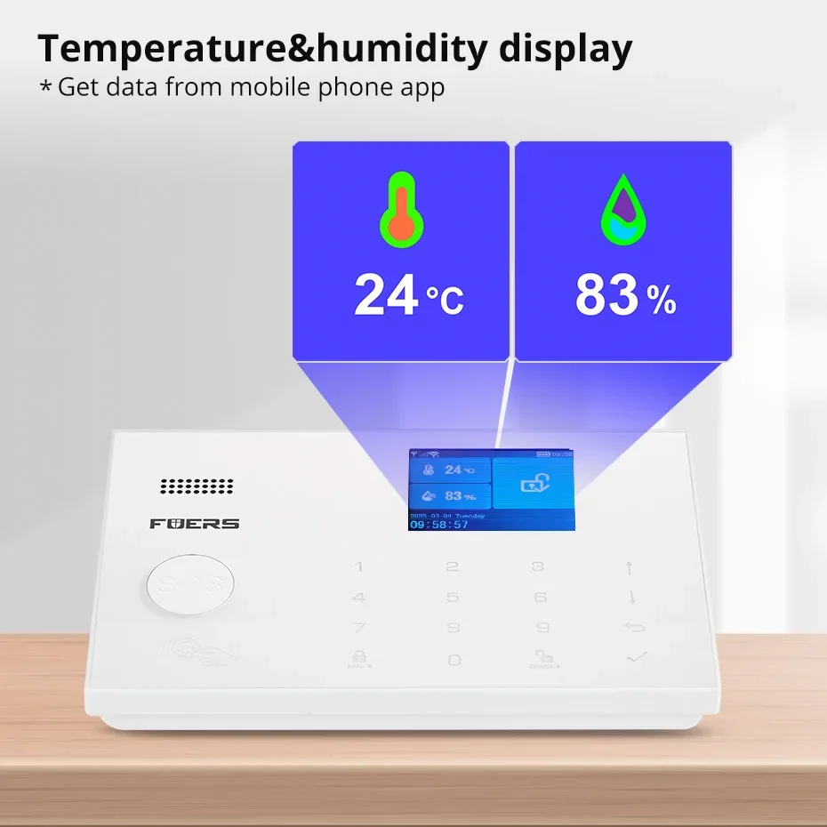 FUERS Tuya WIFI GSM Sistem Alarm Putih Nirkabel Sistem Alarm Keamanan Rumah Anti Maling Kontrol Aplikasi Siren Detektor Gerak Sensor PIR