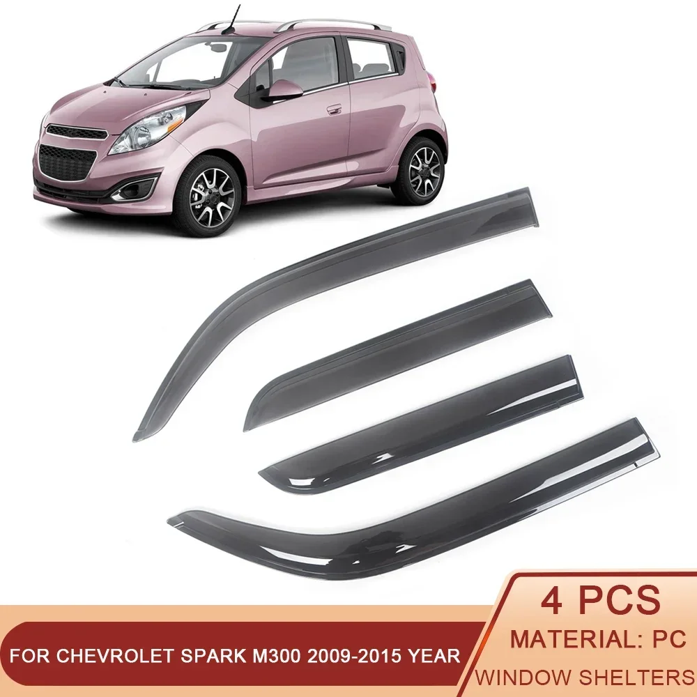 

For Chevrolet Spark M300 2009-2015 Auto Black Tinted Car Side Window Visor Guard Vent Awnings Shelters Rain Guard Door Ventvisor