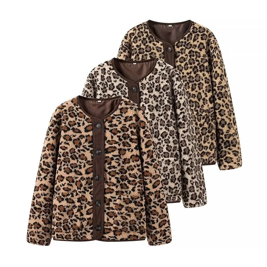 Women's Autumn And Winter American Style Leopard Print Casual Loose Long Sleeve Jacket For Women