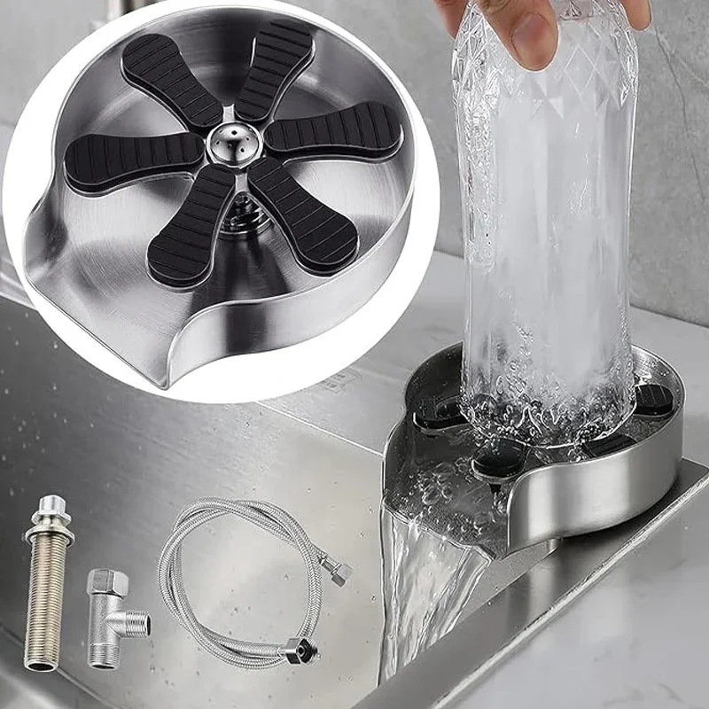 Faucet Glass Rinser High Pressure Cup Washer For Kitchen Sink Glass Beer Coffee Milk Tea Cup Cleaner Bar Accessories Clean Tool