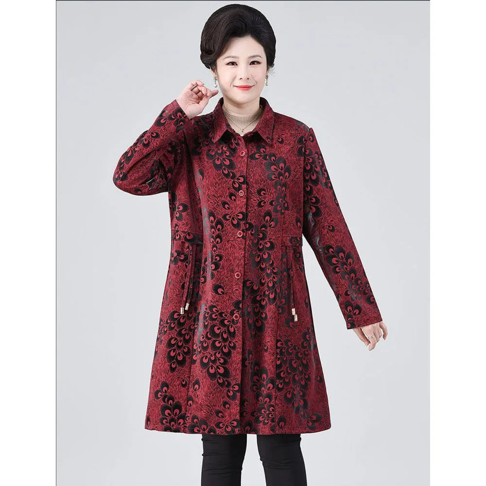 High Quality Women\'s Elegant Trench Coats 2022 Fashion Double-Breasted Belt Jacquard Autumn Winter Outerwear 5XL W989