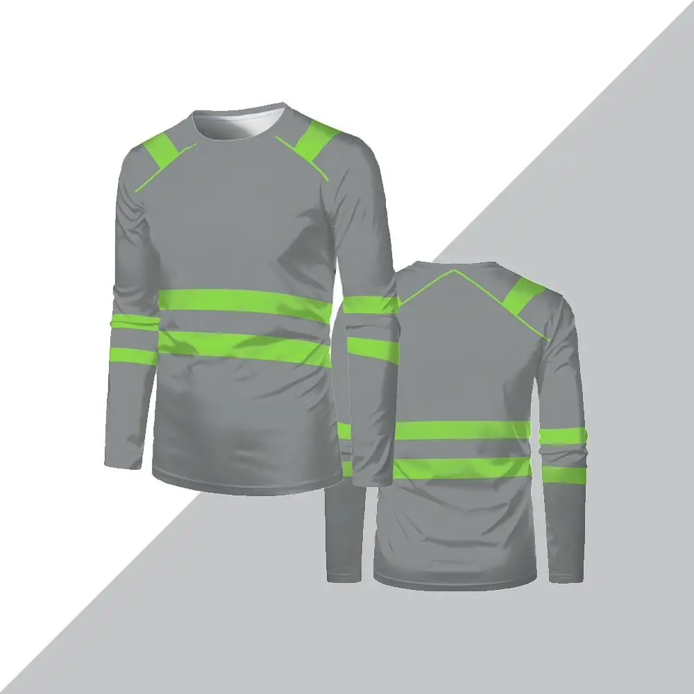 

Spring And Autumn High-quality Safety Work Clothes Outdoor Comfortable Long-sleeved T-shirt Men's Oversized Round Neck Top