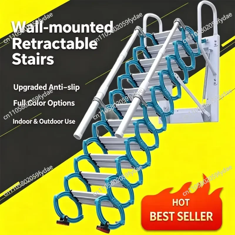 Wall-mounted Folding, Carbon Steel Retractable Emergency Ladder for Basement Exits