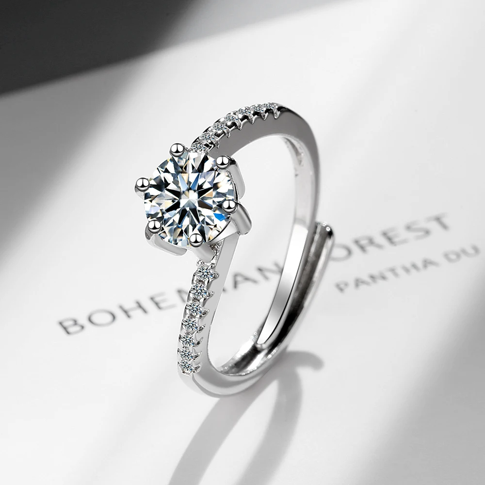 1CT 4-Prong Petite Twisted Vine Moissanite Ring Halo Engagement Band Ring for Women Promise Bridal Jewelry Round Cut VVS1 Anillo