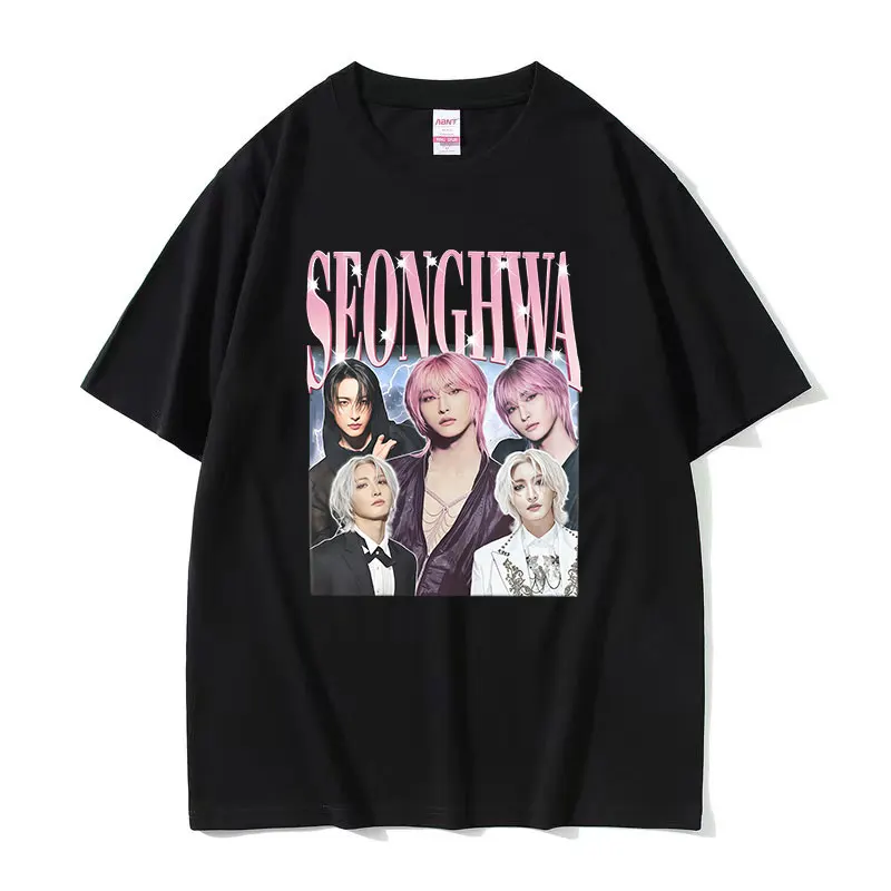 Kpop Ateez Seonghwa 2026 Graphic T Shirt Men Women Korean Fashion Oversized Cotton T-shirts Hip Hop Loose Print Clothing T-shirt