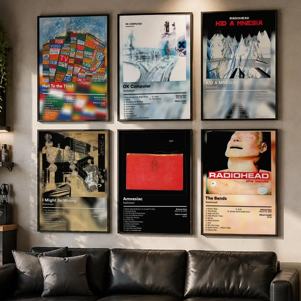 Band R-Radiohead Album Cover Poster Reteo Wall Art Aesthetic Room Decor Print Living Room Bedroom Home Decoration