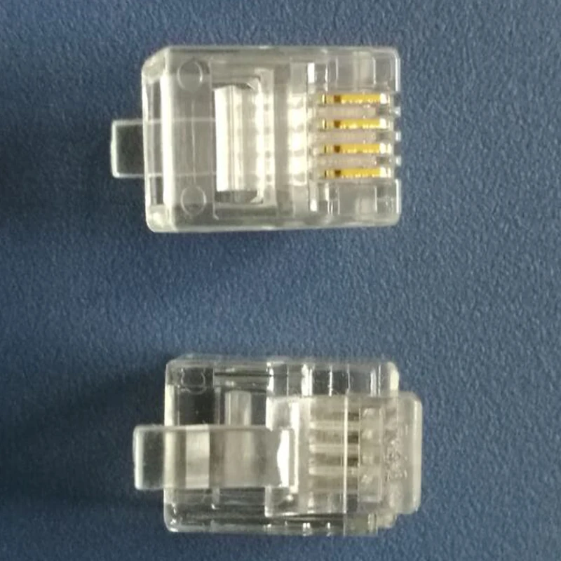 500pcs Connector RJ09 4P4C Crystal Gold-Plated High Quality