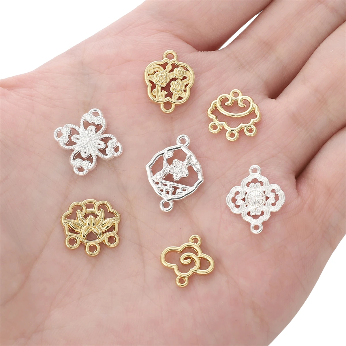 1Pcs 14K Gold Plated Silver Metal Charms Connector For DIY Jewelry Making Findings Earrings Pendants Handmade Accessories