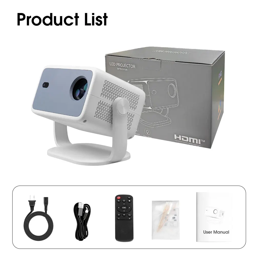 KIXIN 800ANSI Projector 4K 1080P Android 14 Netflix Offically Projectors Auto Keystone Focus Air Mouse Wifi BT5.4 Portable Home