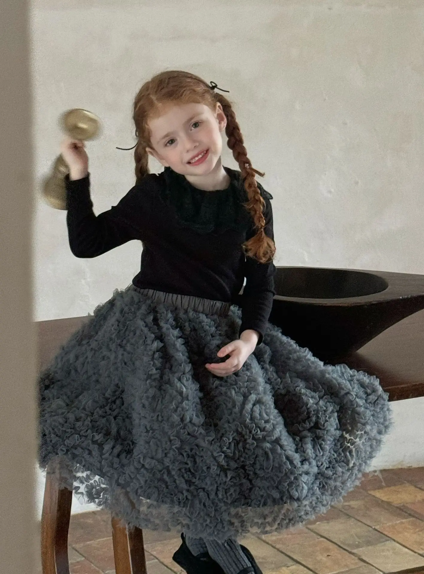 

2025 Spring/autumn New Children's Clothing Korean Girls' Skirt Sweet Children's Lace Jacquard Half length Skirt