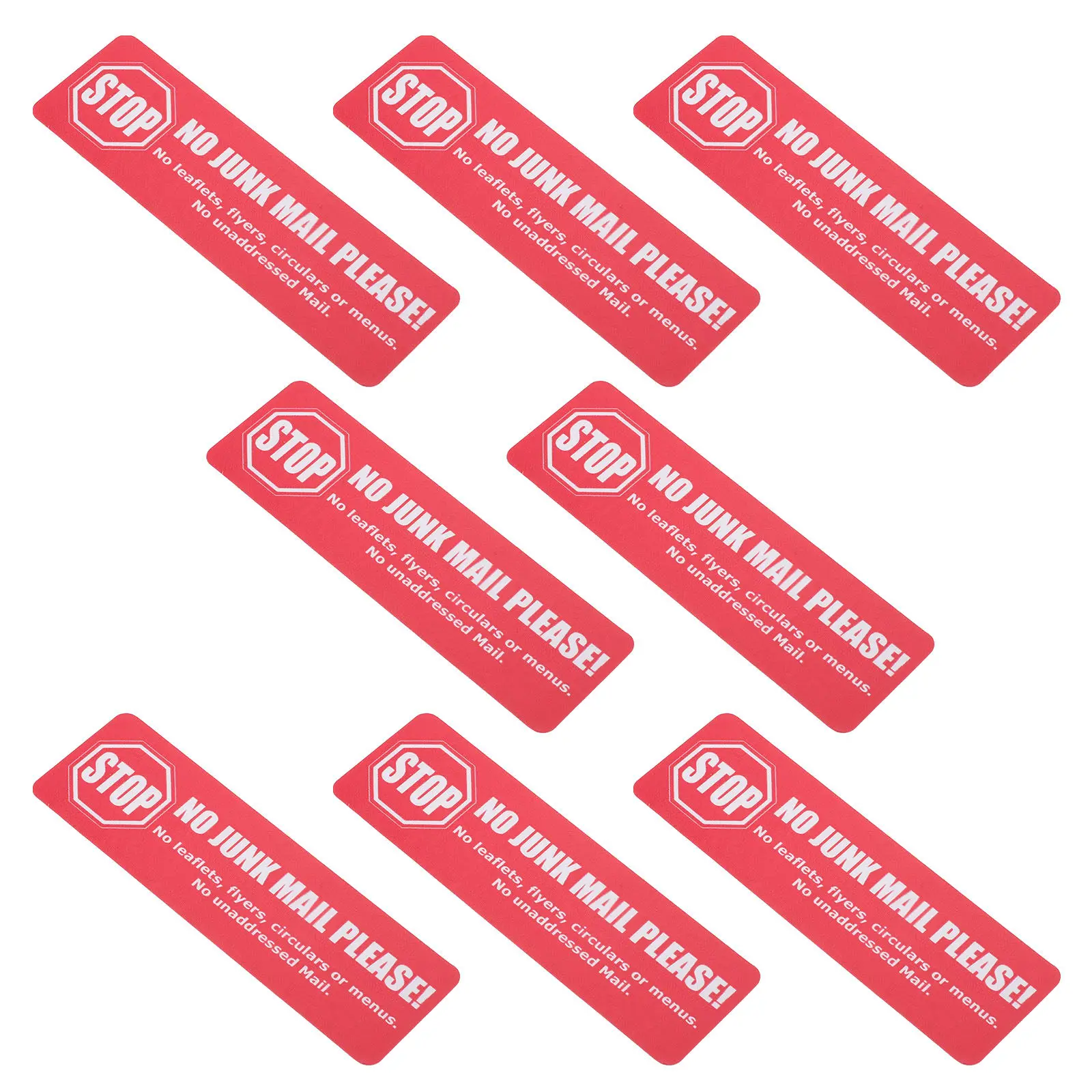 8Pcs Mailbox Warning Sticker No Junk Mail Peel Stick Waterproof Outdoor Mailbox Decal No Advertising Flyers Reminder Label