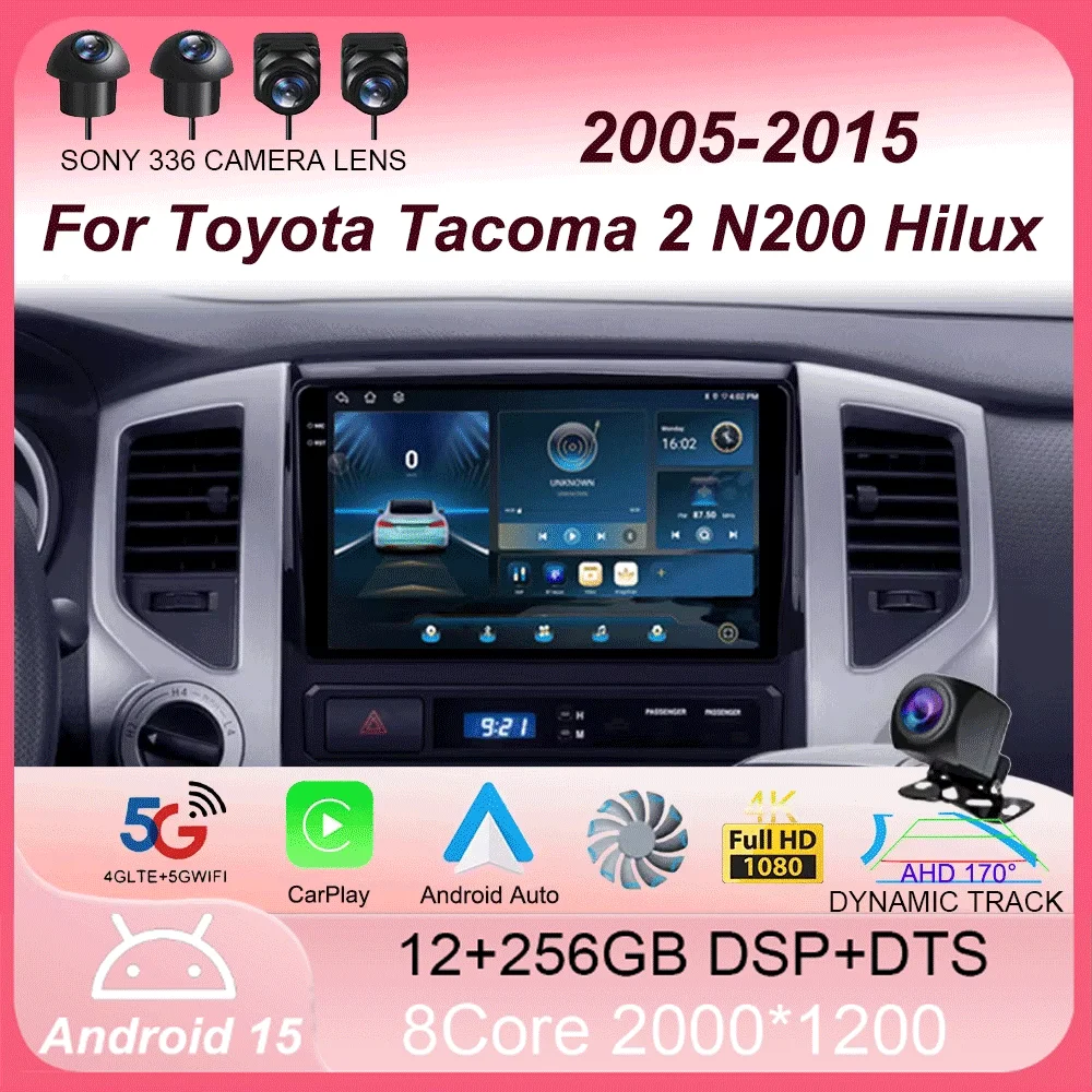 

Android 15 Carplay Car Radio For Toyota Tacoma 2 N200 Hilux 2005 - 2015 Navigation Multimedia GPS Player Stereo WiFi+4G video BT