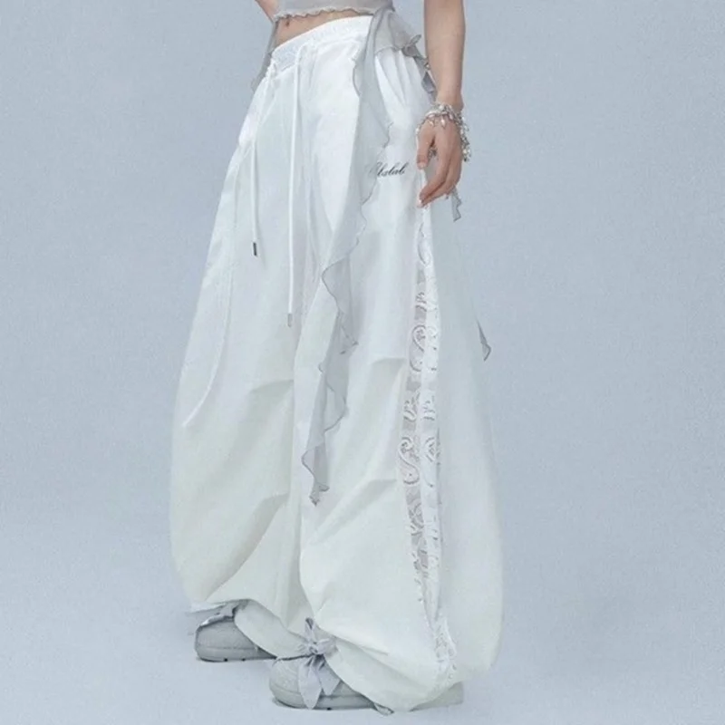 High Quality Hip Hop Dance Summer Quick Drying Lace Splicing Jazz Baggy Long Pants Hip Hop Spicy Girl Casual Pants Women Casual