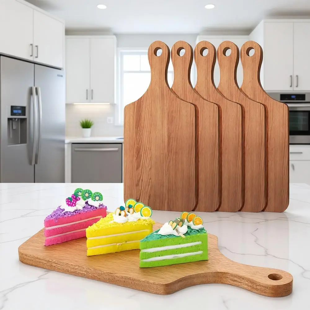 

Набор из 6 толстых разделочных досок из орехового дерева с ручками, 11x5 дюймов, идеально подходят для нарезки, сервировки, гравировки, свадеб и...