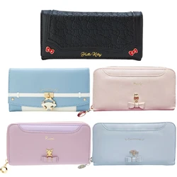 Sanrios Anime HelloKittys Cinnamoroll Kuromi My Melody Cartoon Cute Portable PU Coin Purse Girl Wallet Handheld Bag Gift