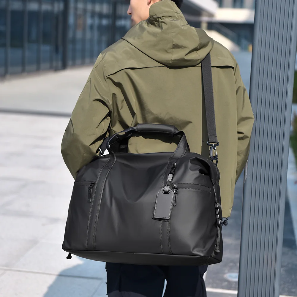 2025 New Men's Travel Bag PU Solid Color Large Capacity Luggage Bag Street Trend Outflow Poor Bag Wear Resistant