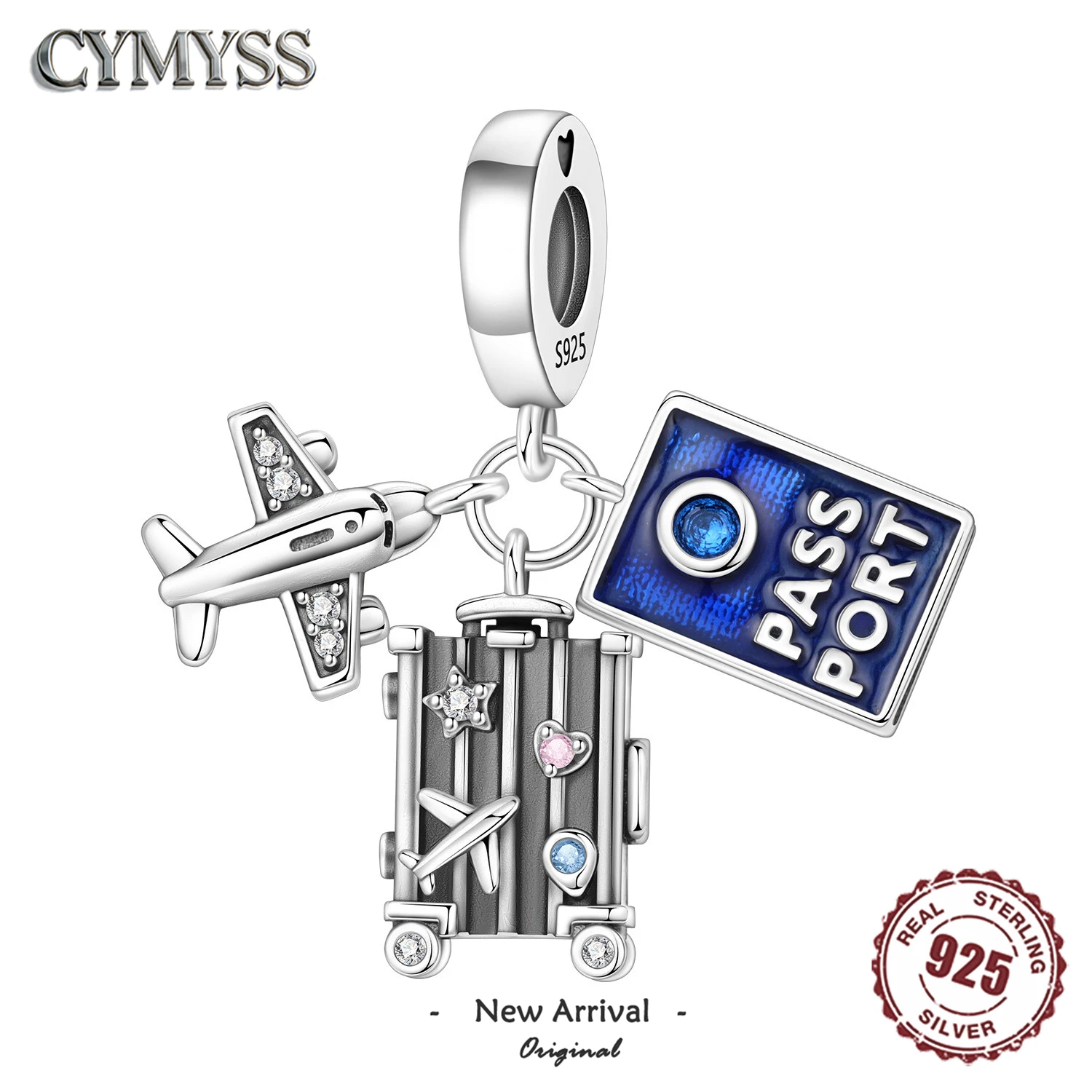 Abalorio de plata de ley 925 para avión, maleta con cámara, amor, viaje, vida, cuentas DIY aptas para pulsera de dijes originales, joyería de fiesta de moda