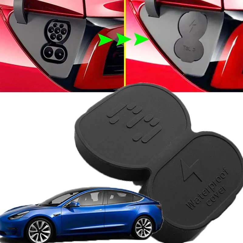 

Suitable For Tesla Model 3/Y Car Charging Port Protective Cover Waterproof Silicone Charger Dust Cap External Accessories Black