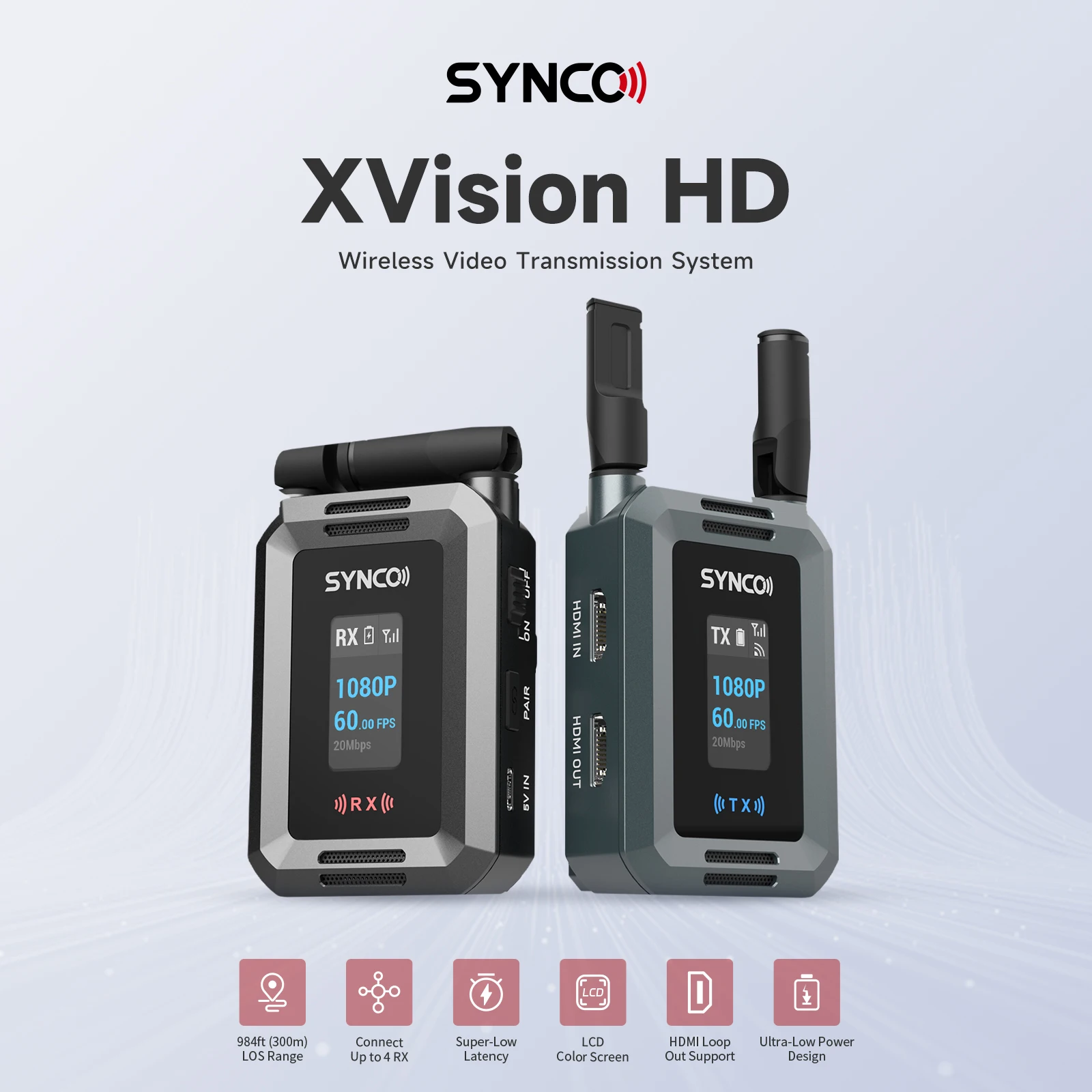 SYNCO Xvison HD نظام نقل الفيديو اللاسلكي المهنية 1080P 60fps جهاز ريسيفر استقبال وإرسال #6
