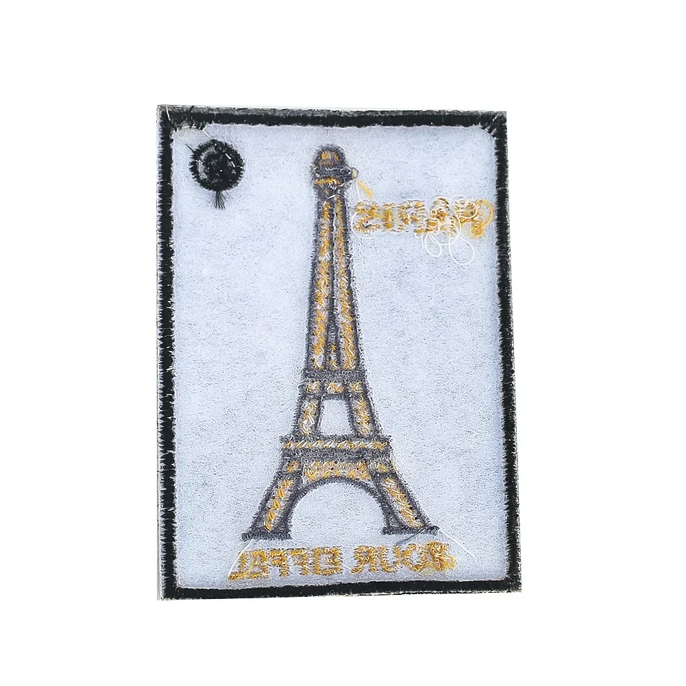 2pc Embroidered Paris Eiffel Tower Applique Iron on Transfer Patches for Clothing DIY Sewing Supplies Backpack Badge Accessories