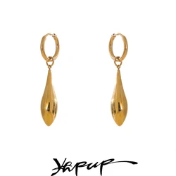Yhpup Stainless Steel Glossy Water Drop Dangle Hoop Earrings Tarnish Resistant Metal Attractive Jewelry Accessories High Quality
