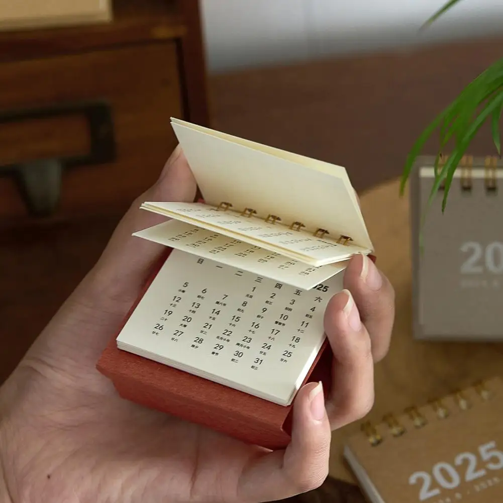 Mini calendário de mesa 2025 2024-2025 mini conjunto de calendário de mesa para escritório casa planejamento espiral calendário de bolso portátil para a escola