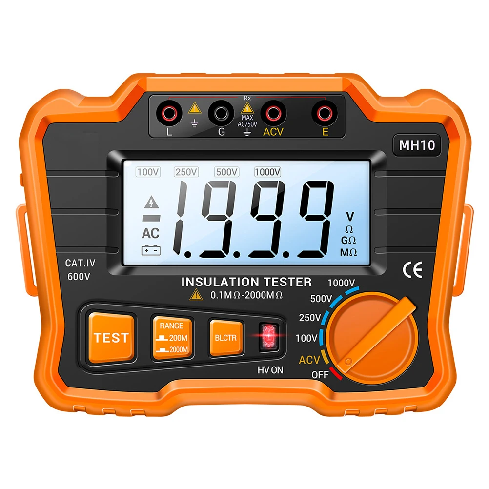 

Insulation Resistance Tester Digital Megohmmeter LCD Display Abs Material Voltage Measurement Instrument High Capacity Anti