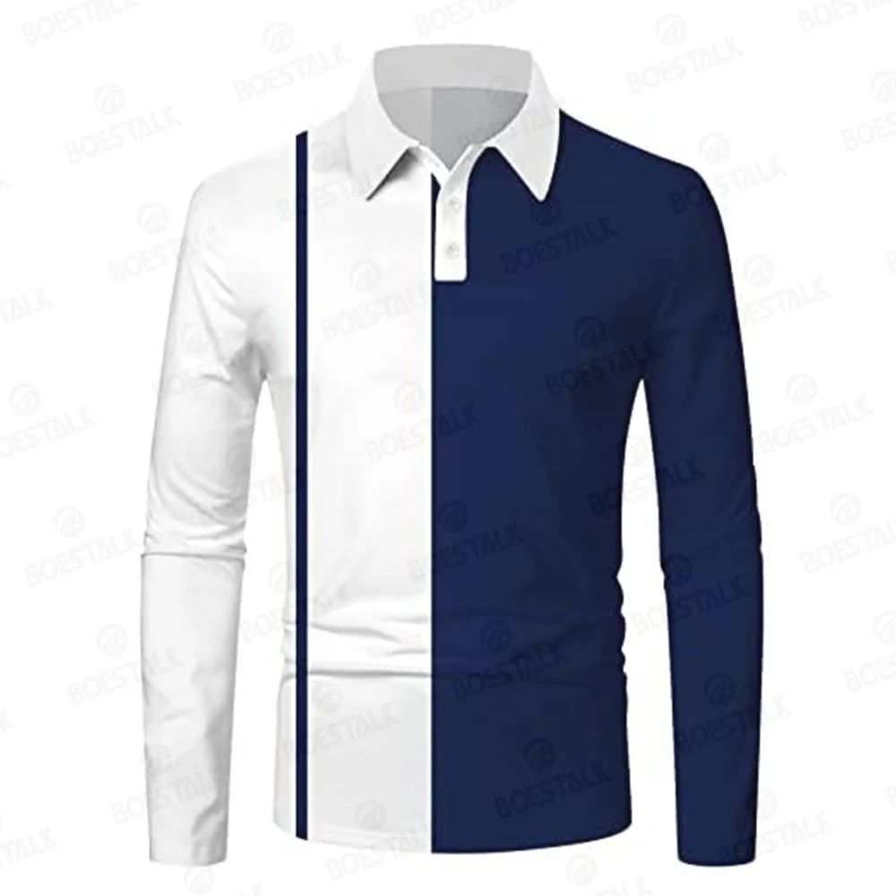 Men's long-sleeved golf Polo shirt breathable shirt autumn and winter new wrinkle-resistant striped fashion long-sleeved shirt.