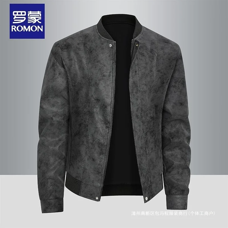 

Мужская демисезонная замшевая куртка с воротником-стойкой, модная брендовая, в американском стиле, больших размеров, повседневная.