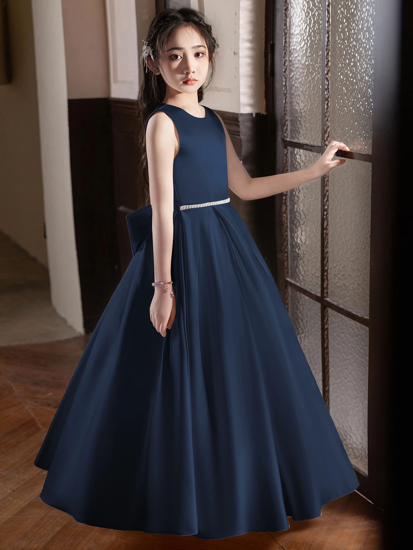 royal blue childrens bridesmaid dresses YONGHS Kids Girls Junior Bridesmaid Dress Party Proms Gown 6-16 Royal Blue 16