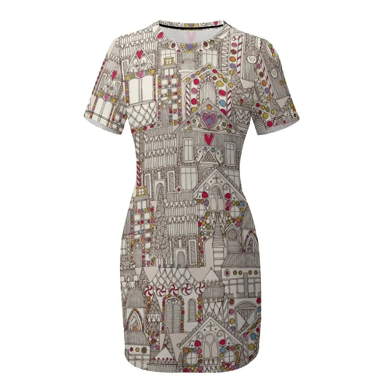 gingerbread town Short-Sleeved Dress Prom gown dress korean style womens clothing beach outfits for women Dress