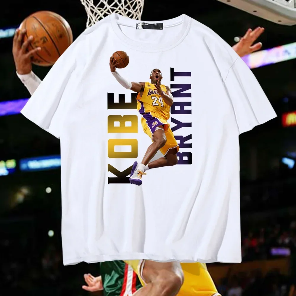 

Футболка Lakers 'Black Mamba', с коротким рукавом, с изображением прыжка Коби, из чистого хлопка, для мужчин и женщин, свободного кроя, летняя