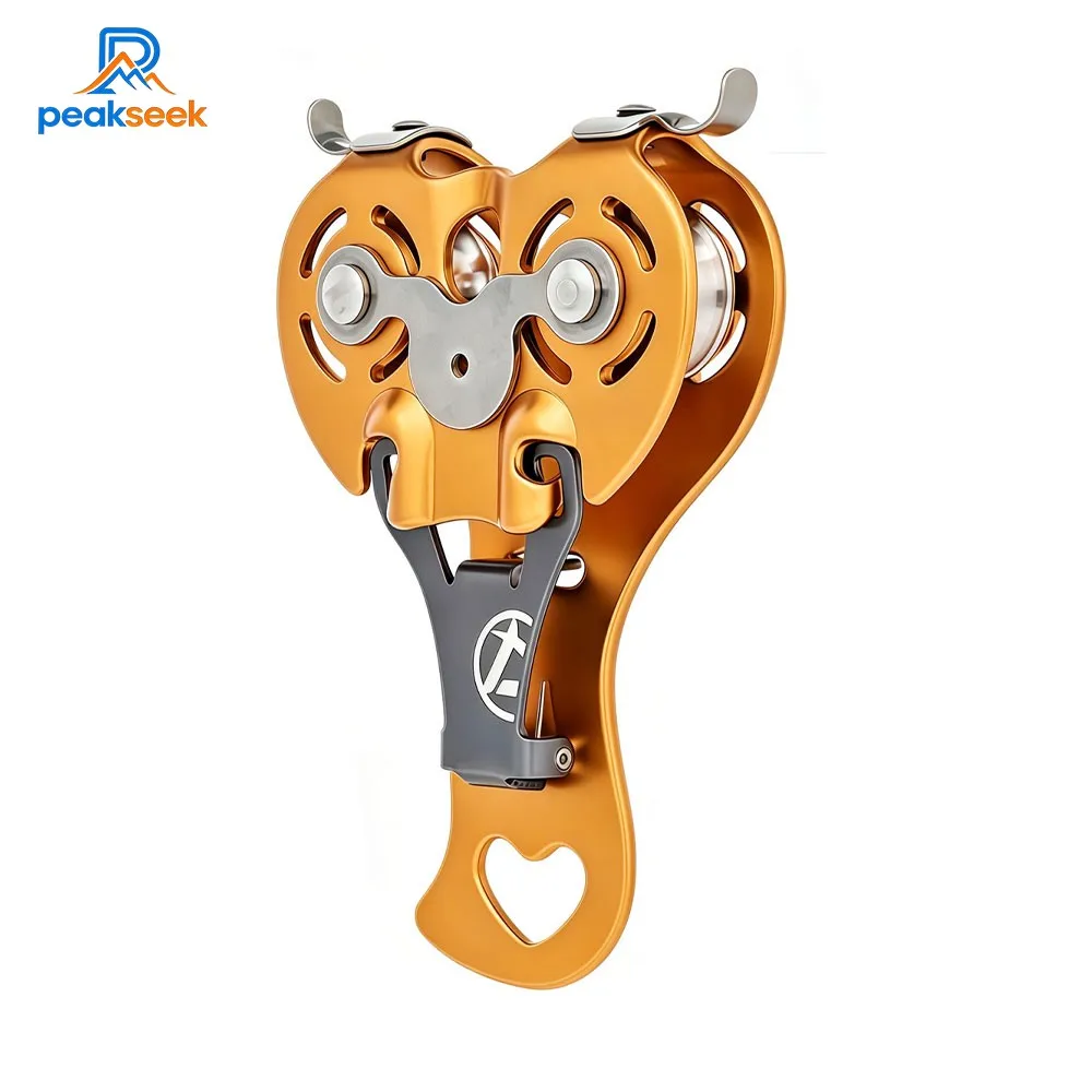 Peakseek XD9789 Lightweight Sliding Cable Double Pulley 22KN 150KG Load for Outdoor Crossing Rock Climbing