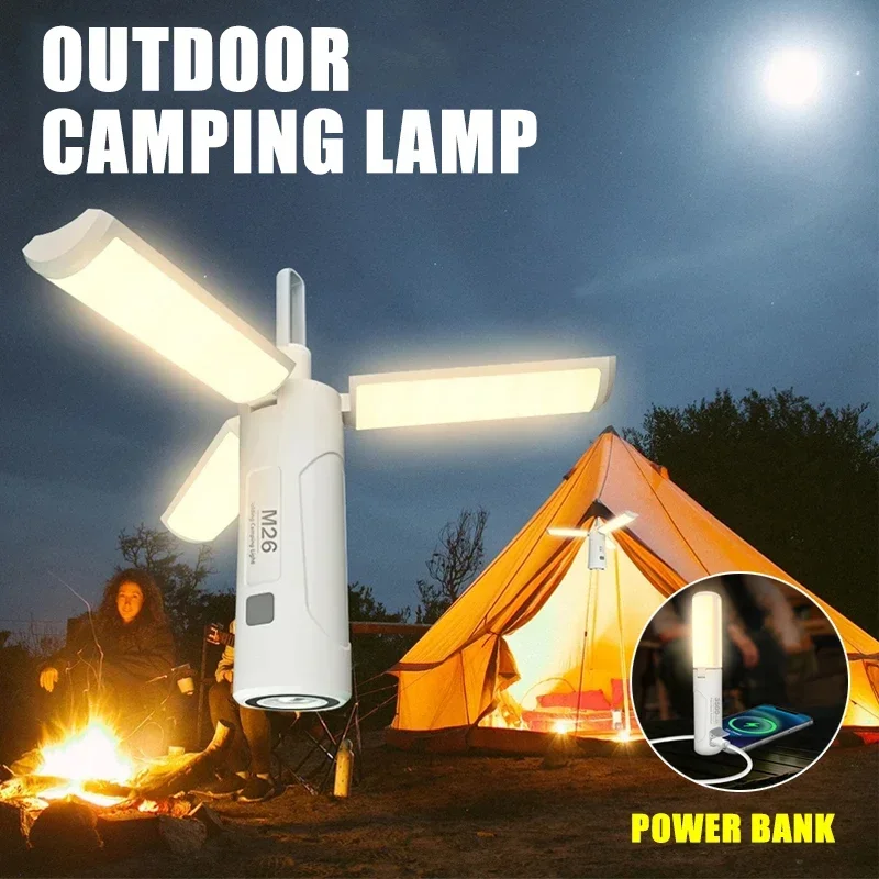 

KDULIT Portable LED Camping Lantern USB Rechargeable Tent Light Lamp Folding Hanging Light Outdoor Emergency Working Flashing